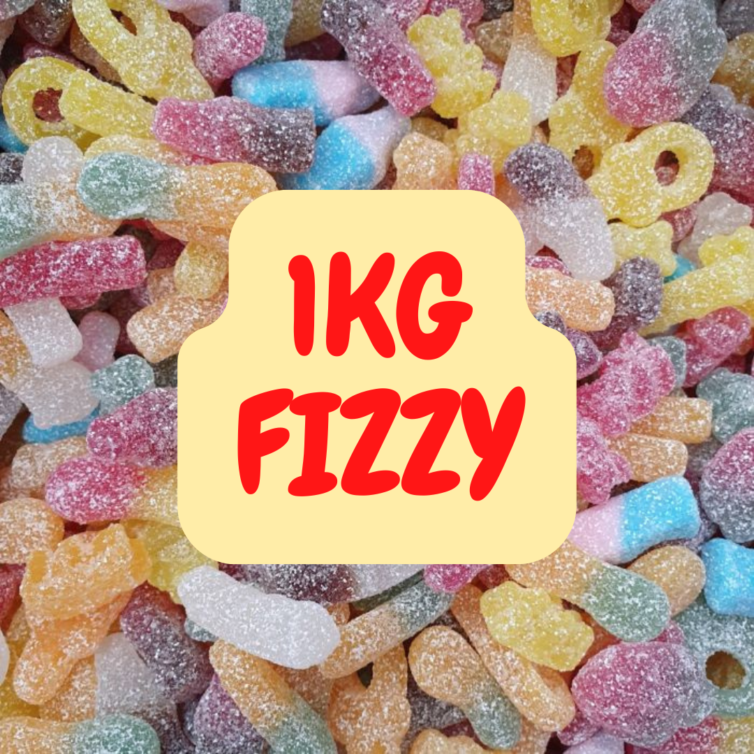 1kg mix of fizzy, sugar coated sweets