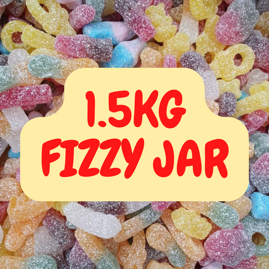 1.5KG fizzy mix of sugar coated sweets in a jar