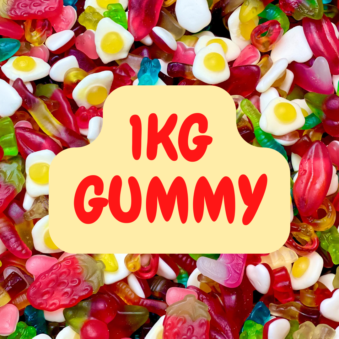 1KG mix of jelly and gummy sweets